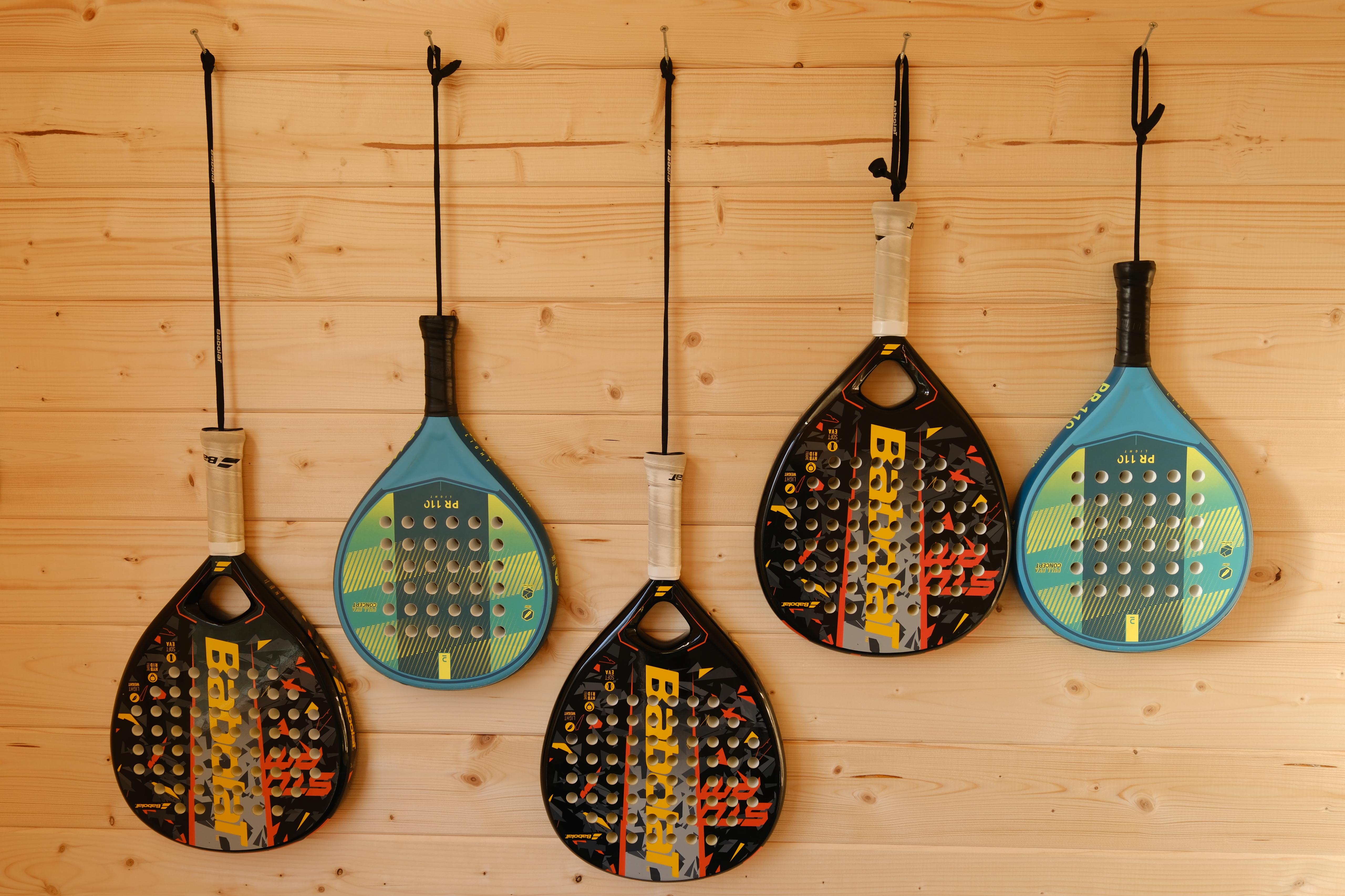Padel equipment at Headlands Farm